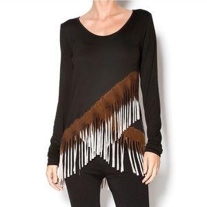 Long Sleeve Boho Fringe Bottom Top